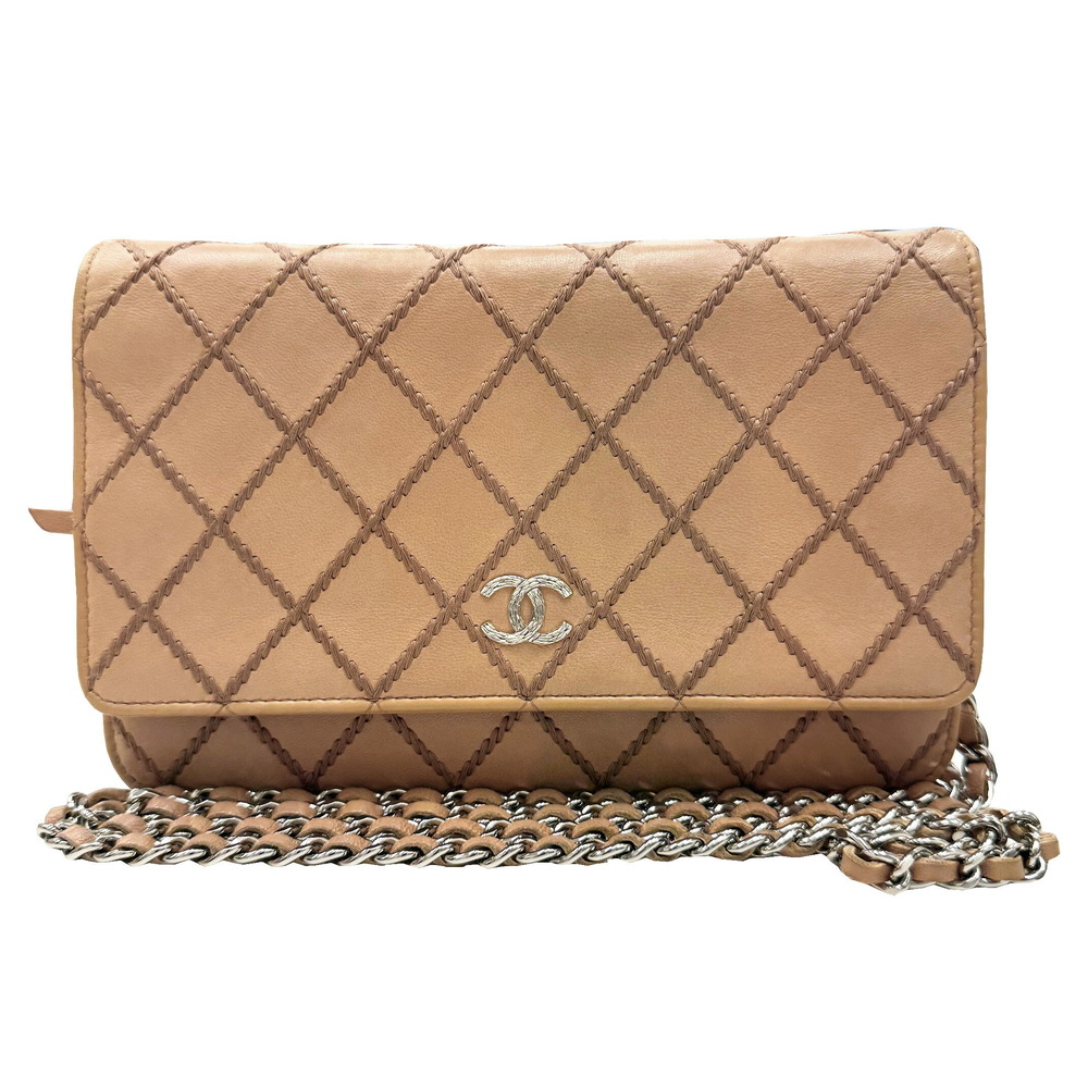 CHANEL Wild Stitch Chain Shoulder Bag Bag Beige Tan Leather Shoulder
